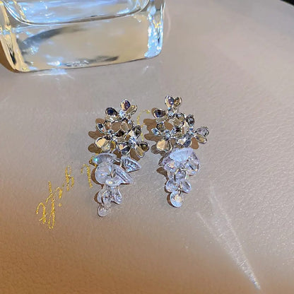 Crystal Floral Drop Earrings
