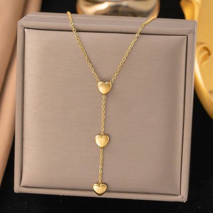 Triple Heart Gold Necklace