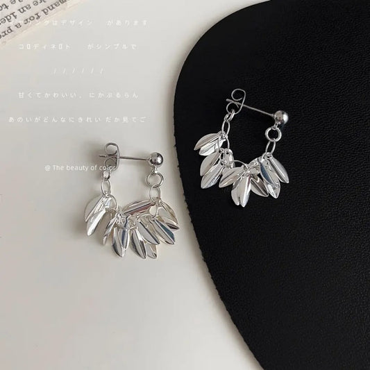 Silver Cascade Leaf Earrings