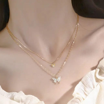 Butterfly Duo Layered Necklace