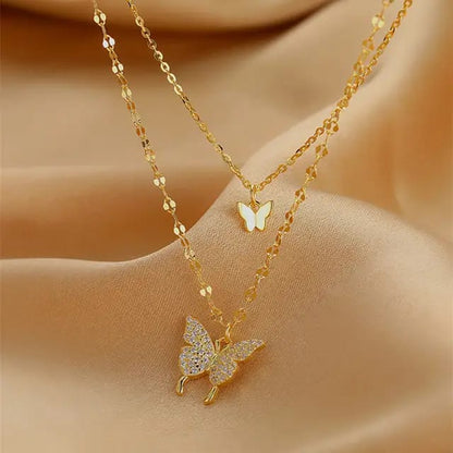 Butterfly Duo Layered Necklace