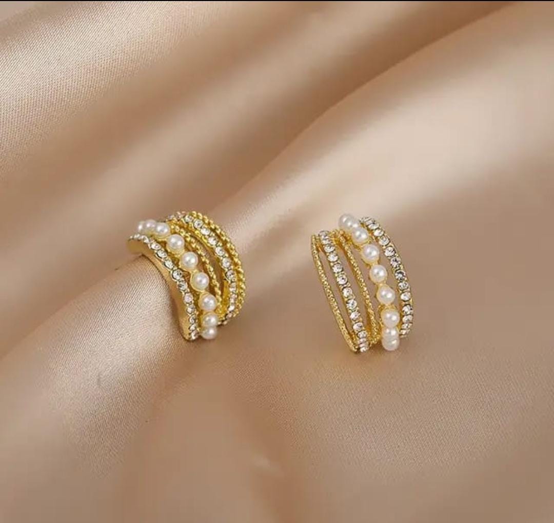 Trinity Pearl Band Earrings