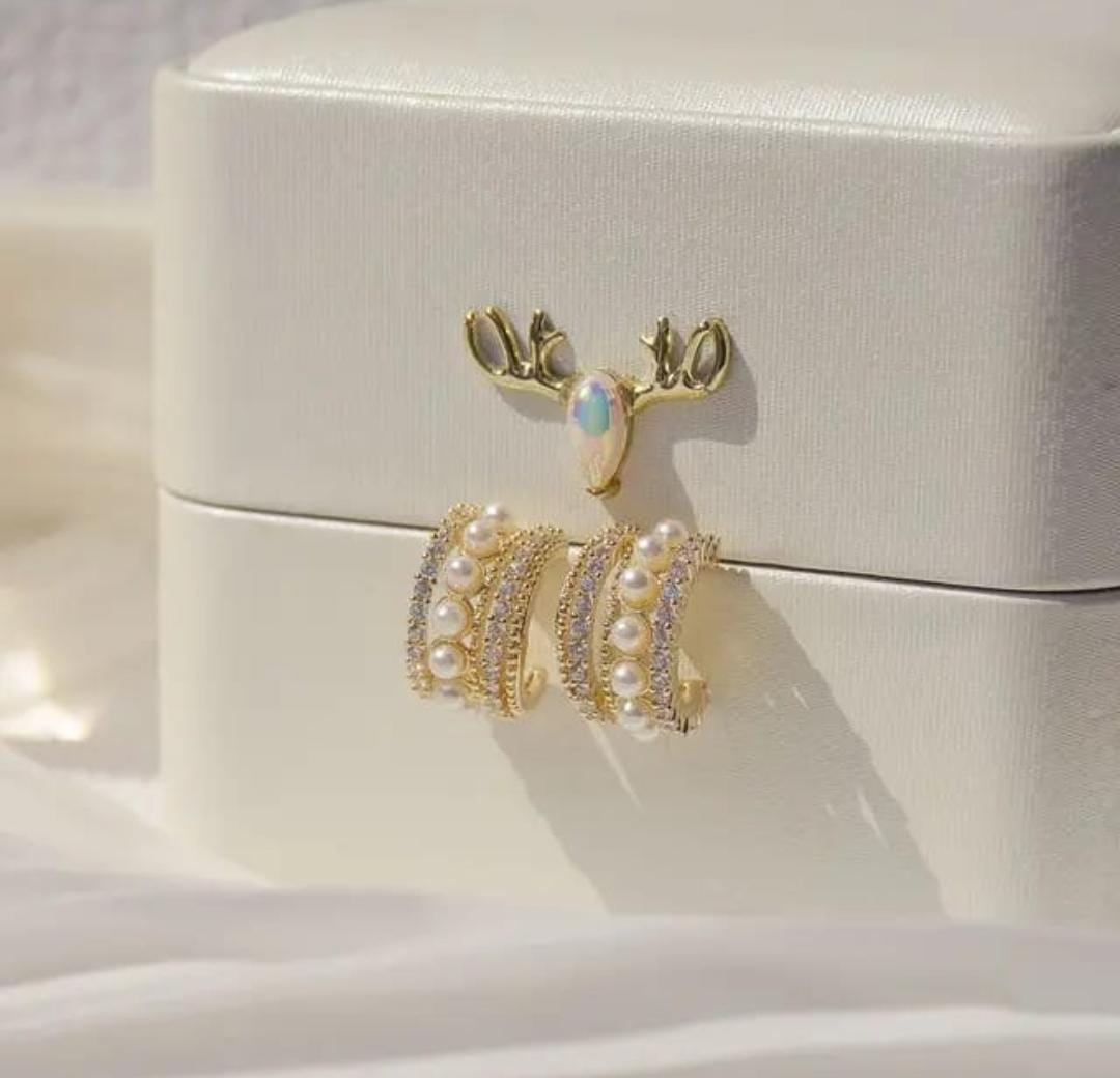 Trinity Pearl Band Earrings