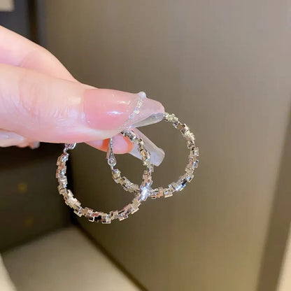 Crystal Grid Hoop Earrings