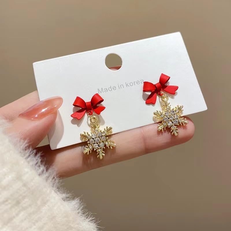 Snowflake Charm Bow Earrings