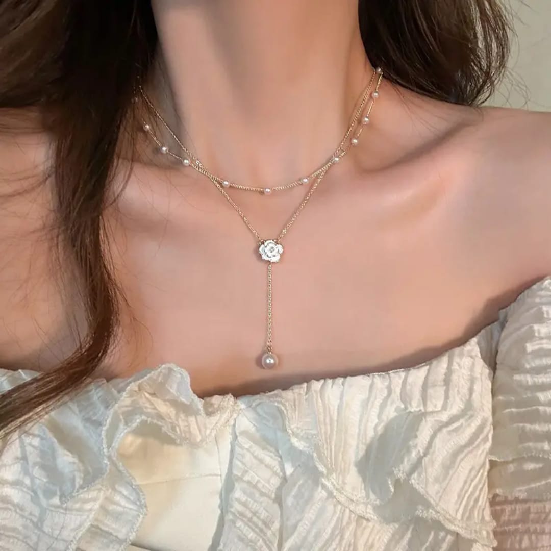 Layered Pearl Bloom Necklace