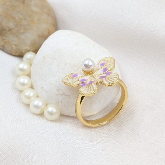 Butterfly Pearl Ring