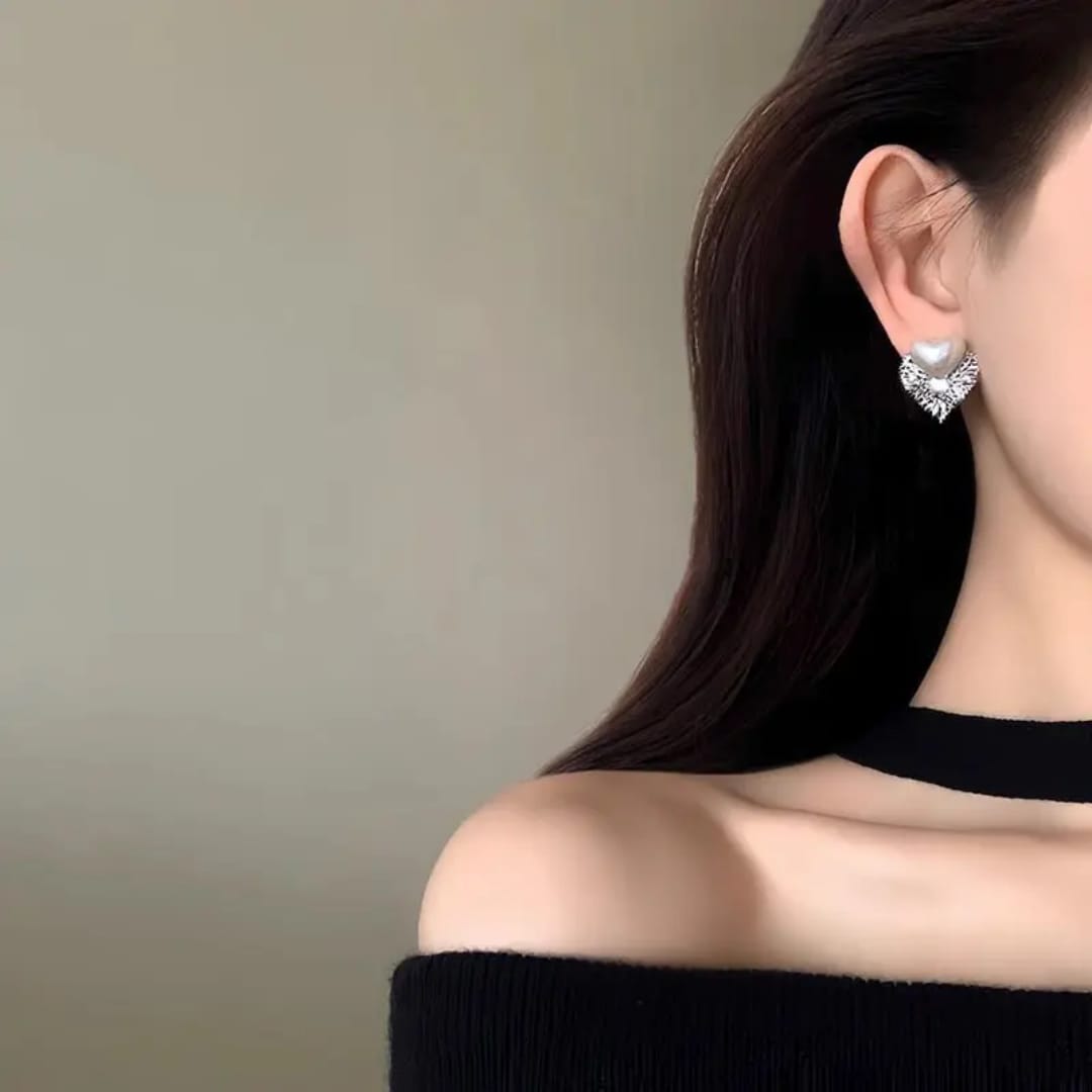 Pearl-Edge Heart Earrings