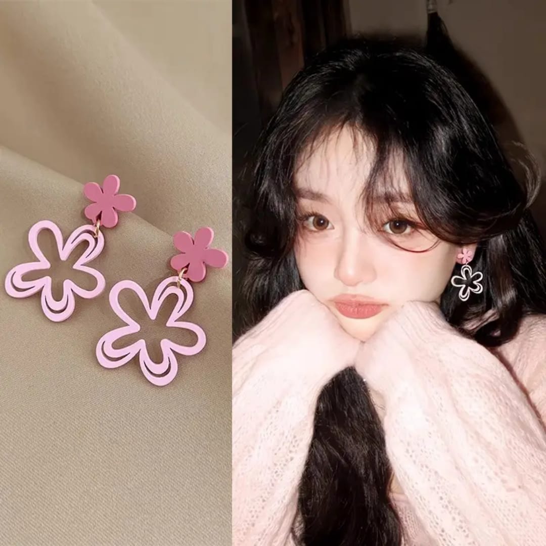 Pink Petal Drop Earrings