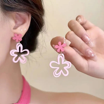 Pink Petal Drop Earrings