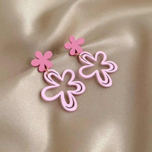 Pink Petal Drop Earrings
