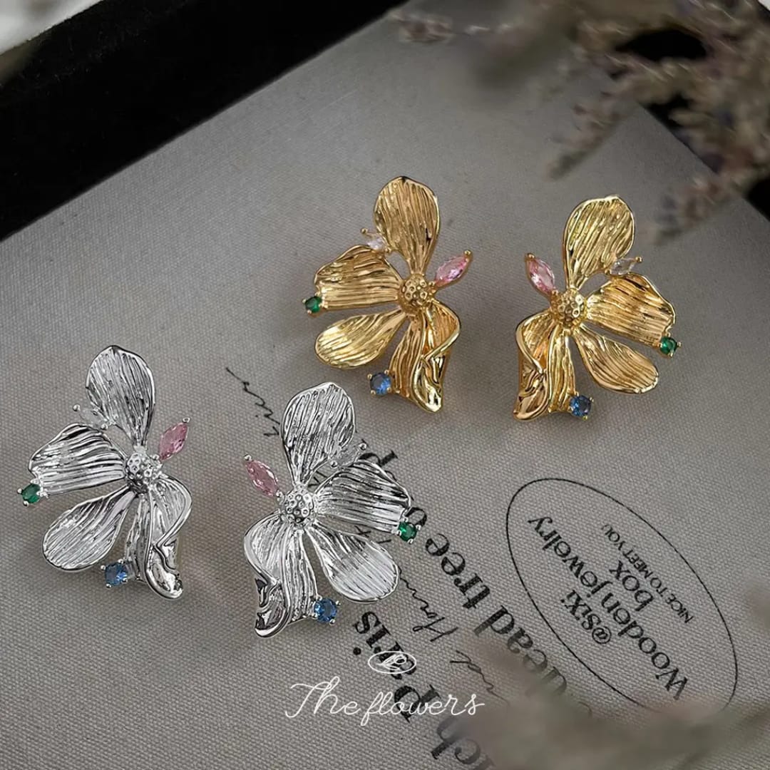Metal Magnolia Bloom Earrings