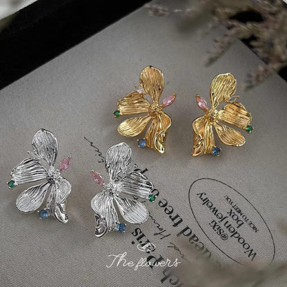 Metal Magnolia Bloom Earrings