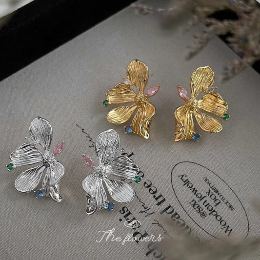Metal Magnolia Bloom Earrings