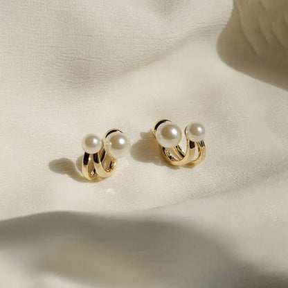Double Pearl Hoop Earrings