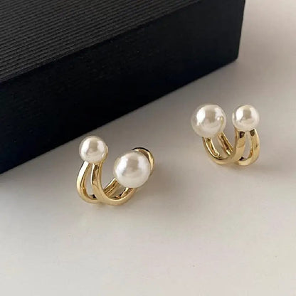 Double Pearl Hoop Earrings