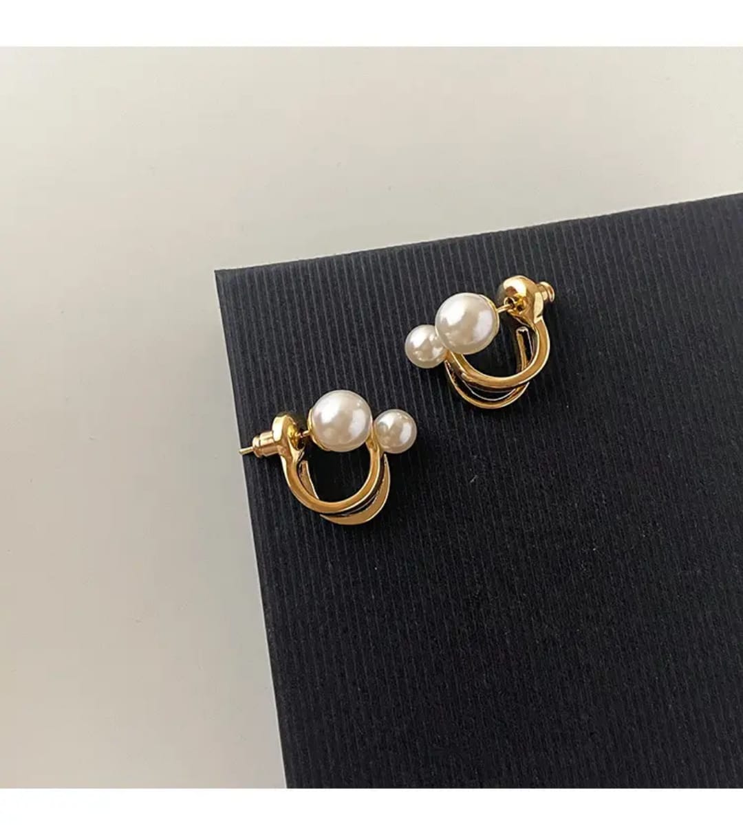 Double Pearl Hoop Earrings