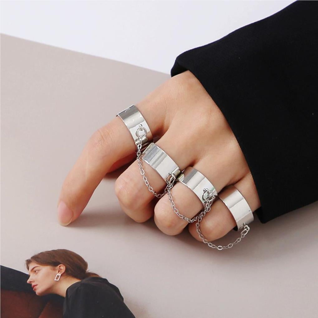 Silver Chain-Linked Multi-Ring Set Ring