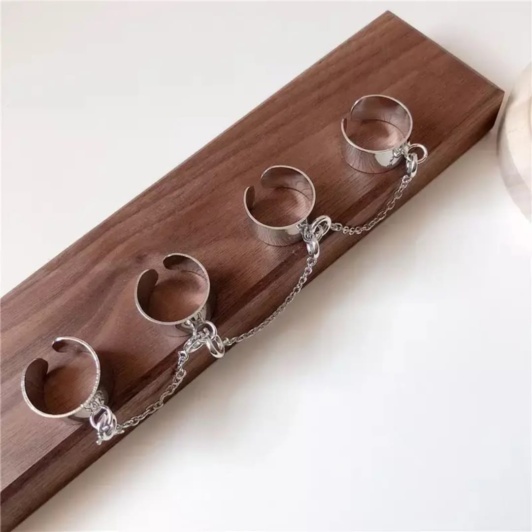 Silver Chain-Linked Multi-Ring Set Ring