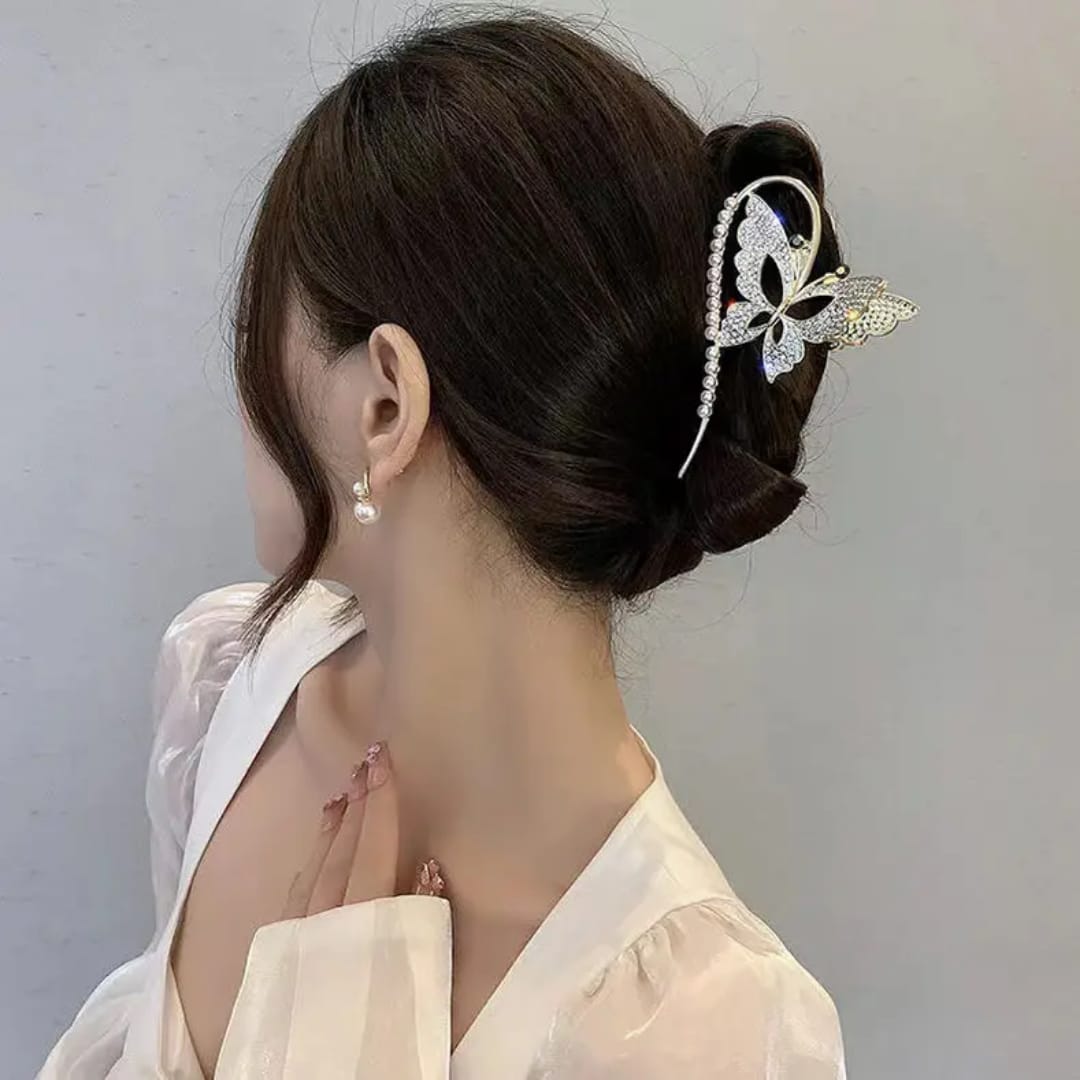 Crystal Bloom Butterfly Hair Clip