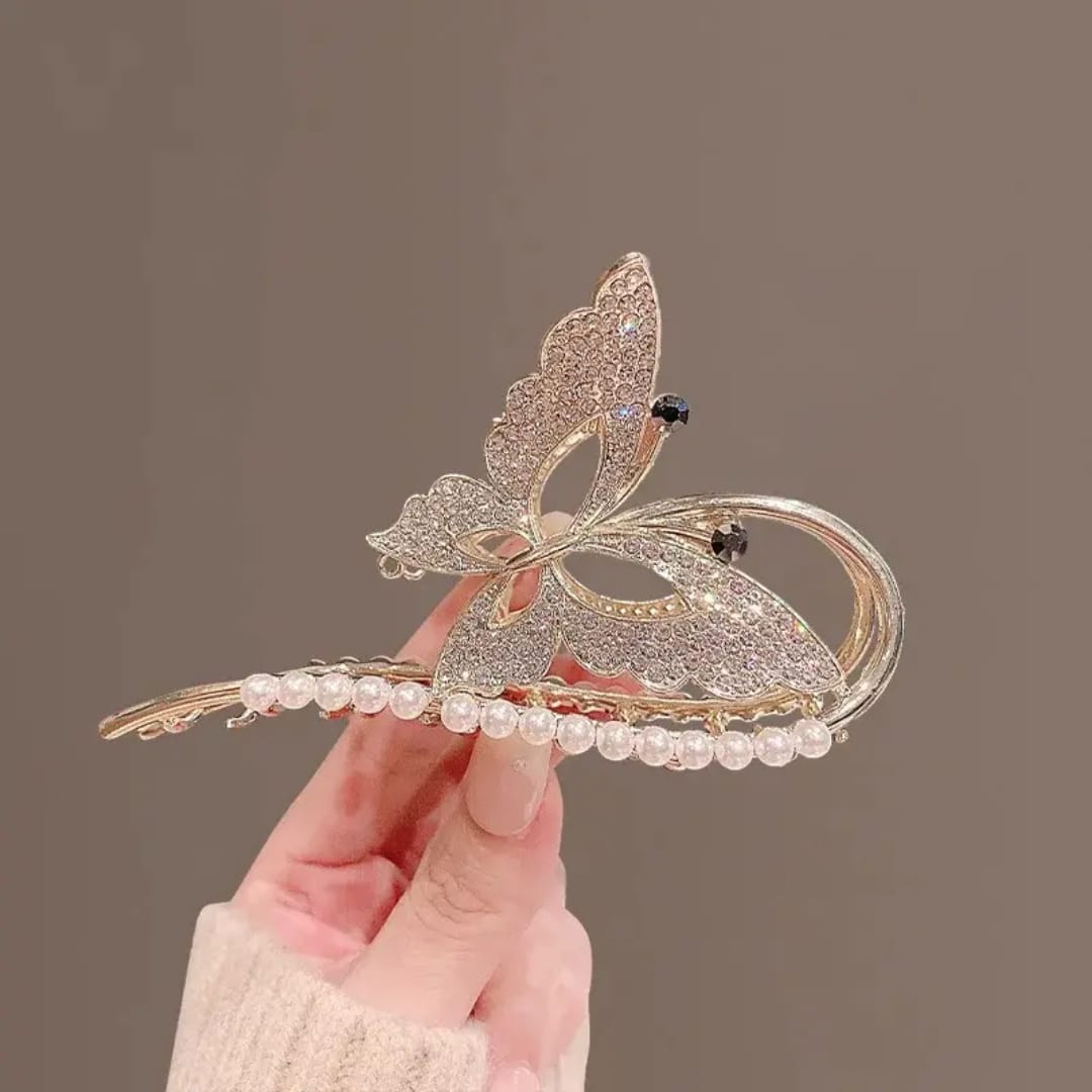 Crystal Bloom Butterfly Hair Clip