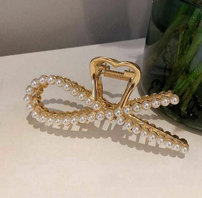 Pearl Bow Charm Hair Clip