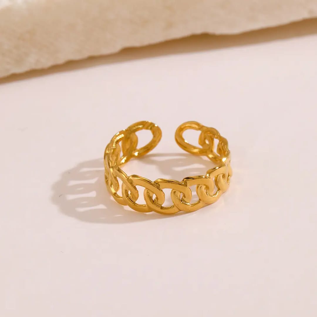 Gold Chain-Link Adjustable Ring