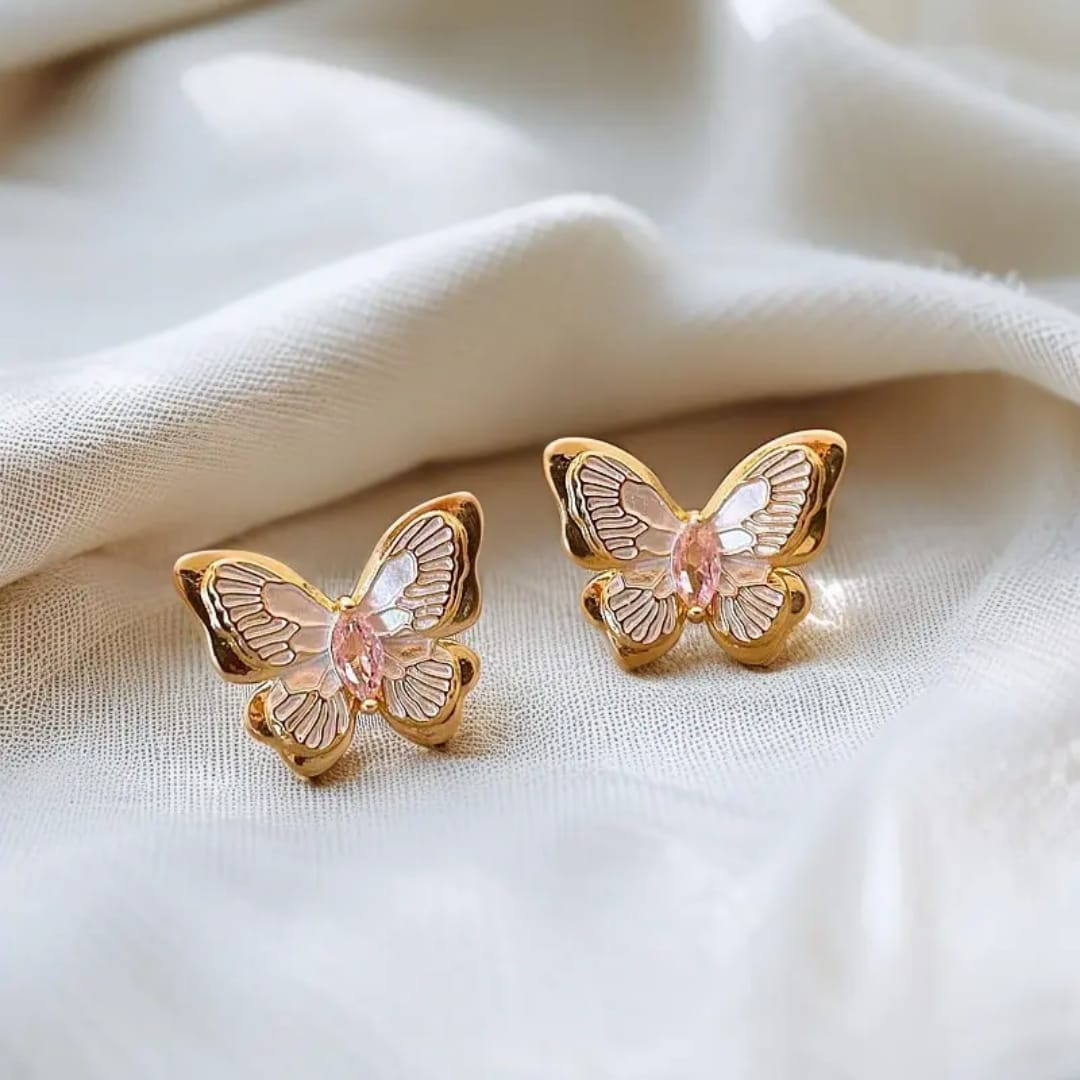 Golden Flutter Butterfly Earrings