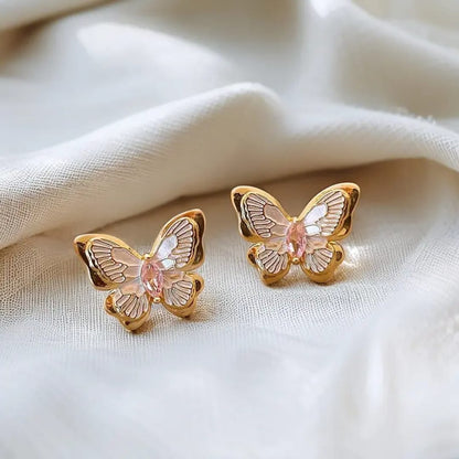 Golden Flutter Butterfly Earrings
