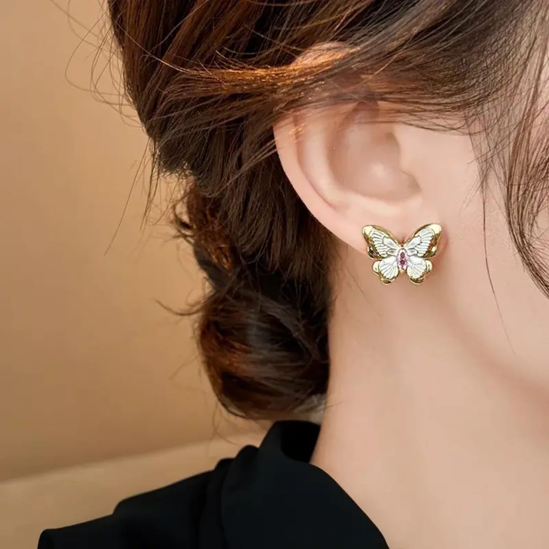Golden Flutter Butterfly Earrings