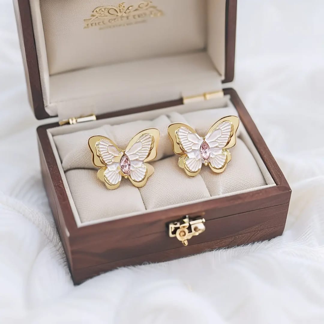 Golden Flutter Butterfly Earrings