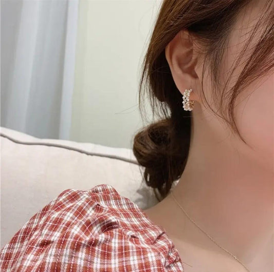 Golden Pearl Cascade Hoops