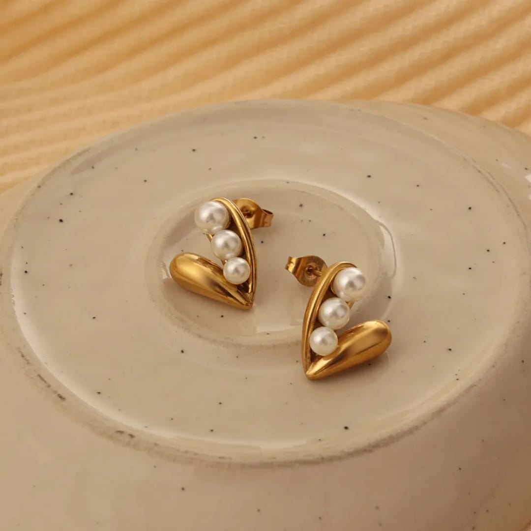 Golden Petal Pearl Earrings