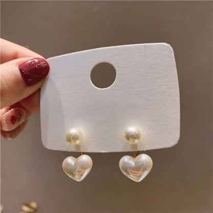 Pearl Heart Drop Earrings