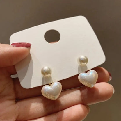 Pearl Heart Drop Earrings