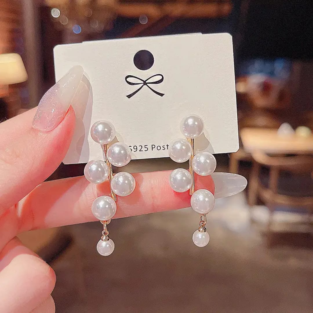 Vertical Pearl Cascade Earrings