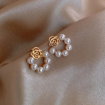 Floral Pearl Hoop Earrings