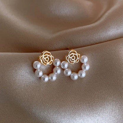 Floral Pearl Hoop Earrings