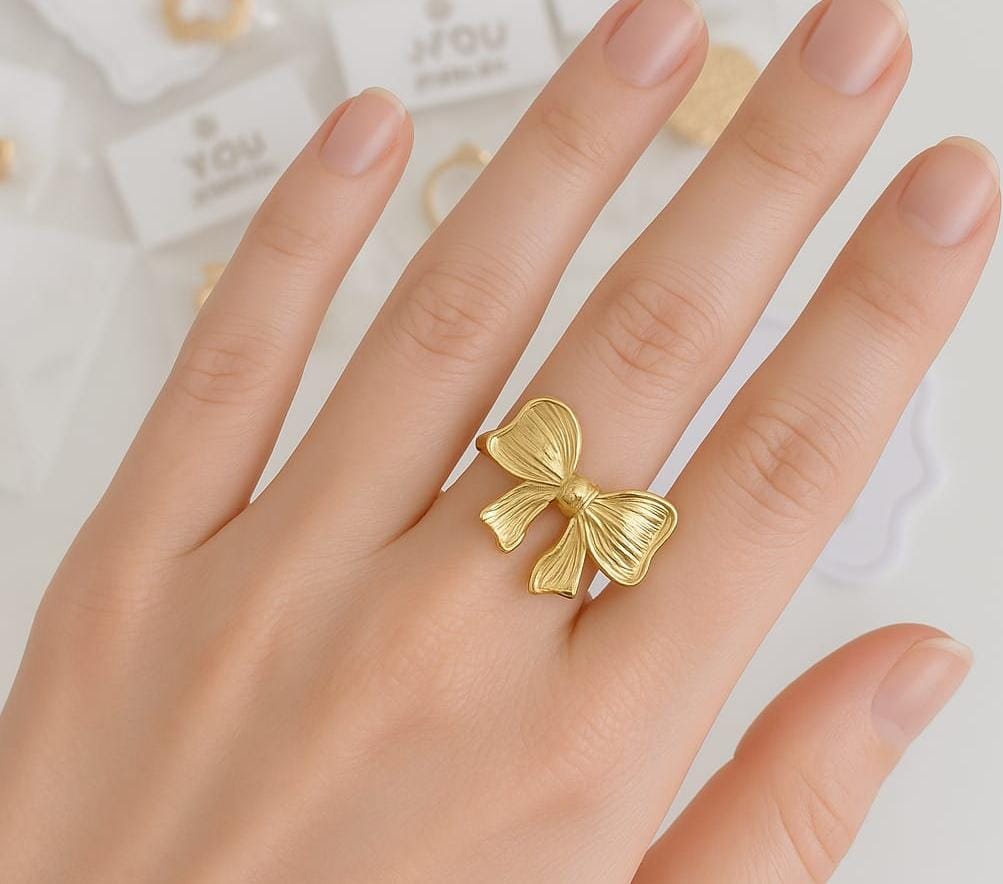Golden Bow Statement Ring