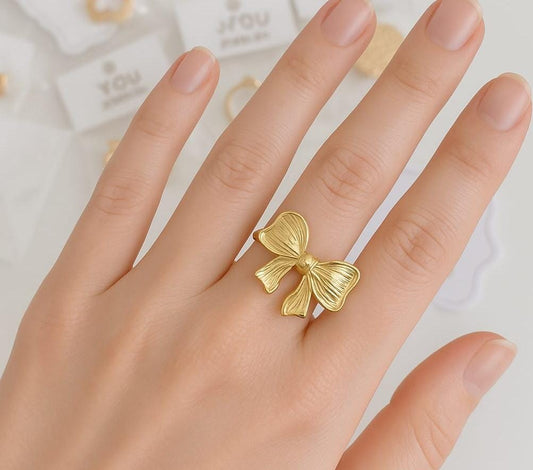 Golden Bow Statement Ring
