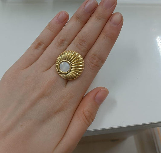 Radiant Sunburst Pearl Ring