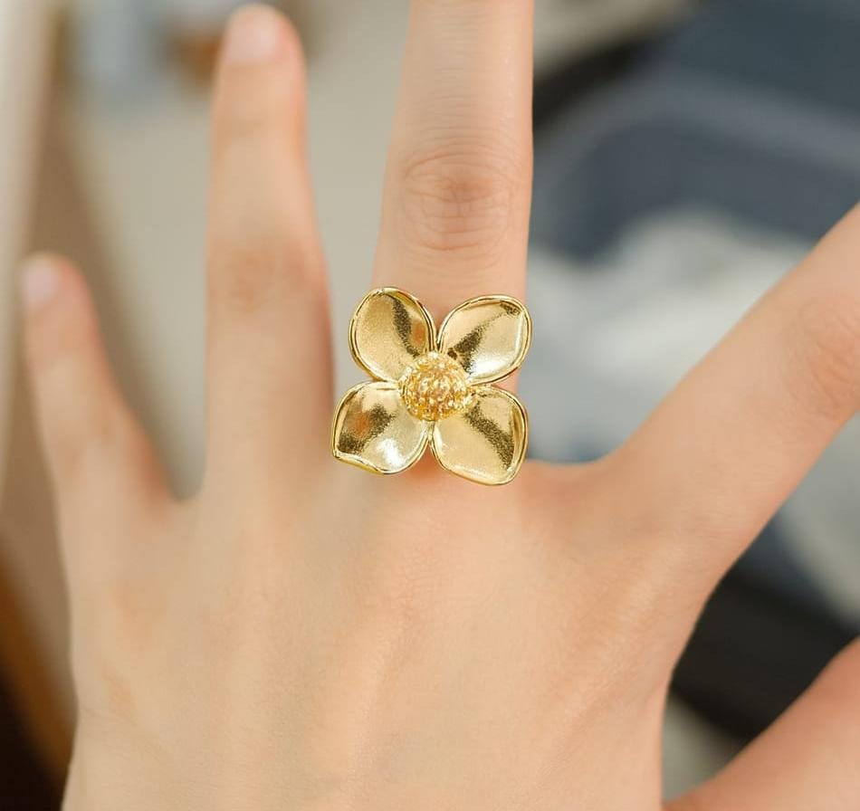 Golden Bloom Statement Ring