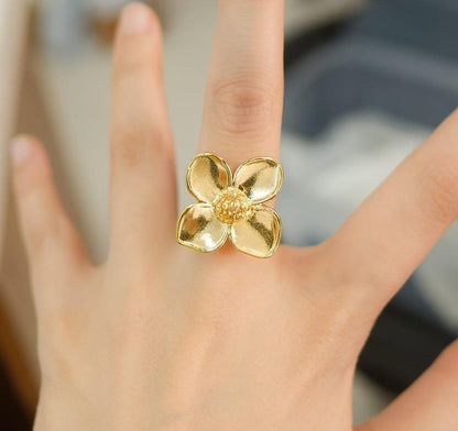 Golden Bloom Statement Ring