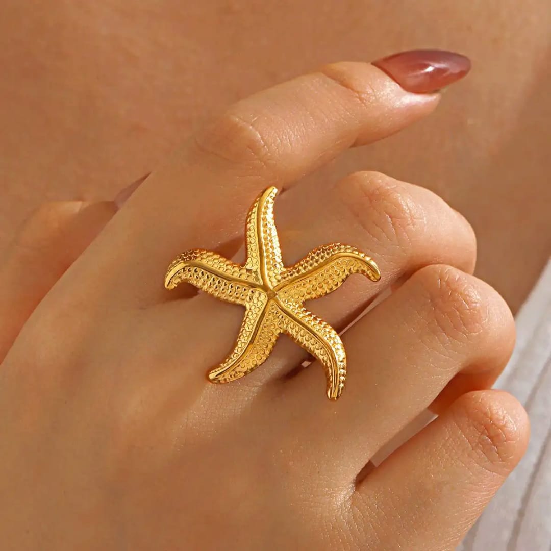 Golden Starfish Statement Ring
