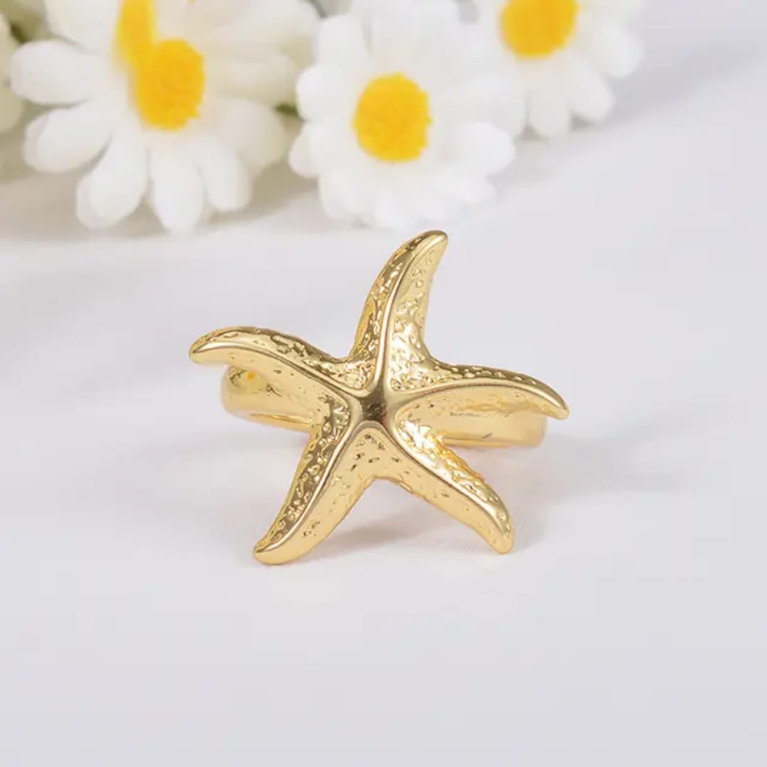 Golden Starfish Statement Ring