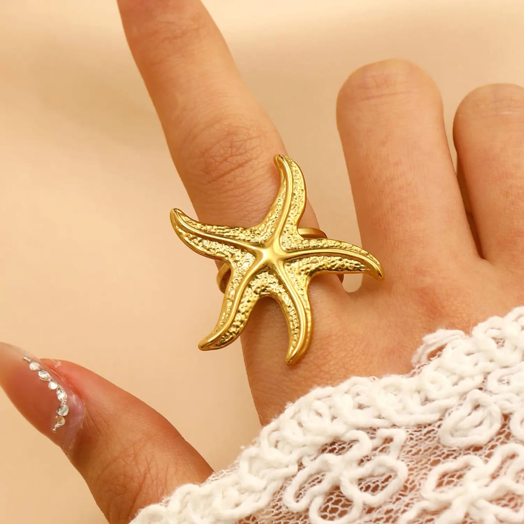 Golden Starfish Statement Ring