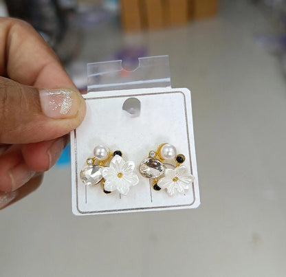 Floral Gem Cluster Stud Earrings