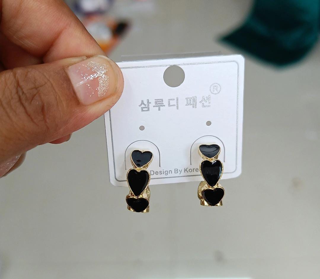 Triple Heart Drop Earrings