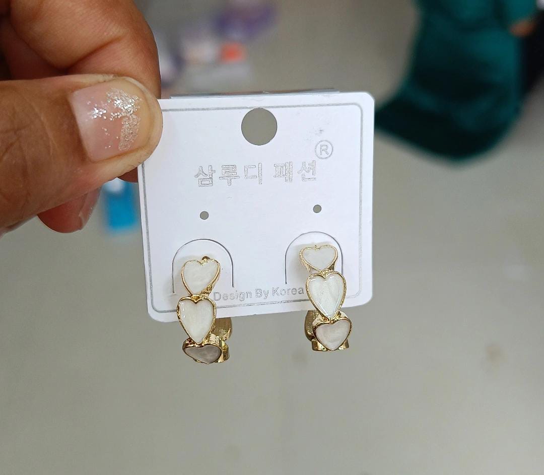 Triple Heart Drop Earrings