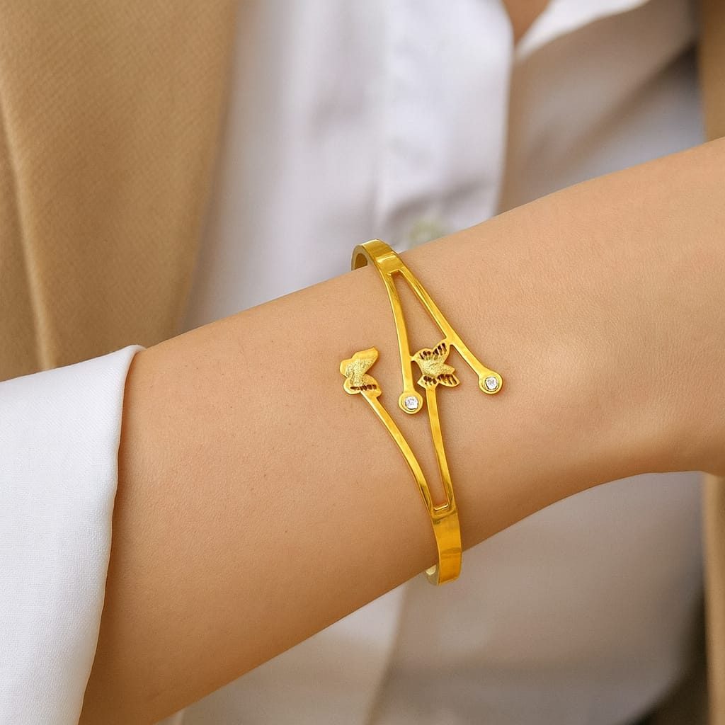 Golden Butterfly 'A' Bracelet